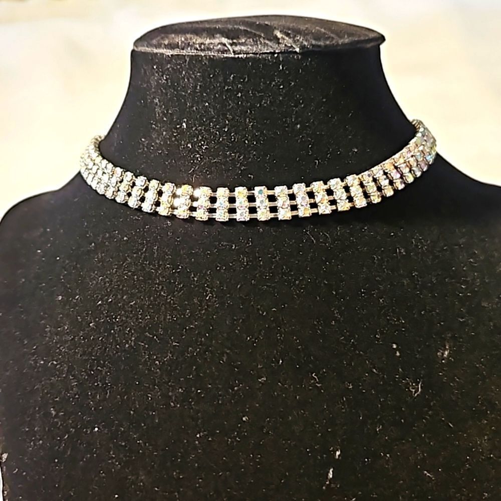 Charming Charlie Rhinestone Choker Necklace 13" with 3" Extender